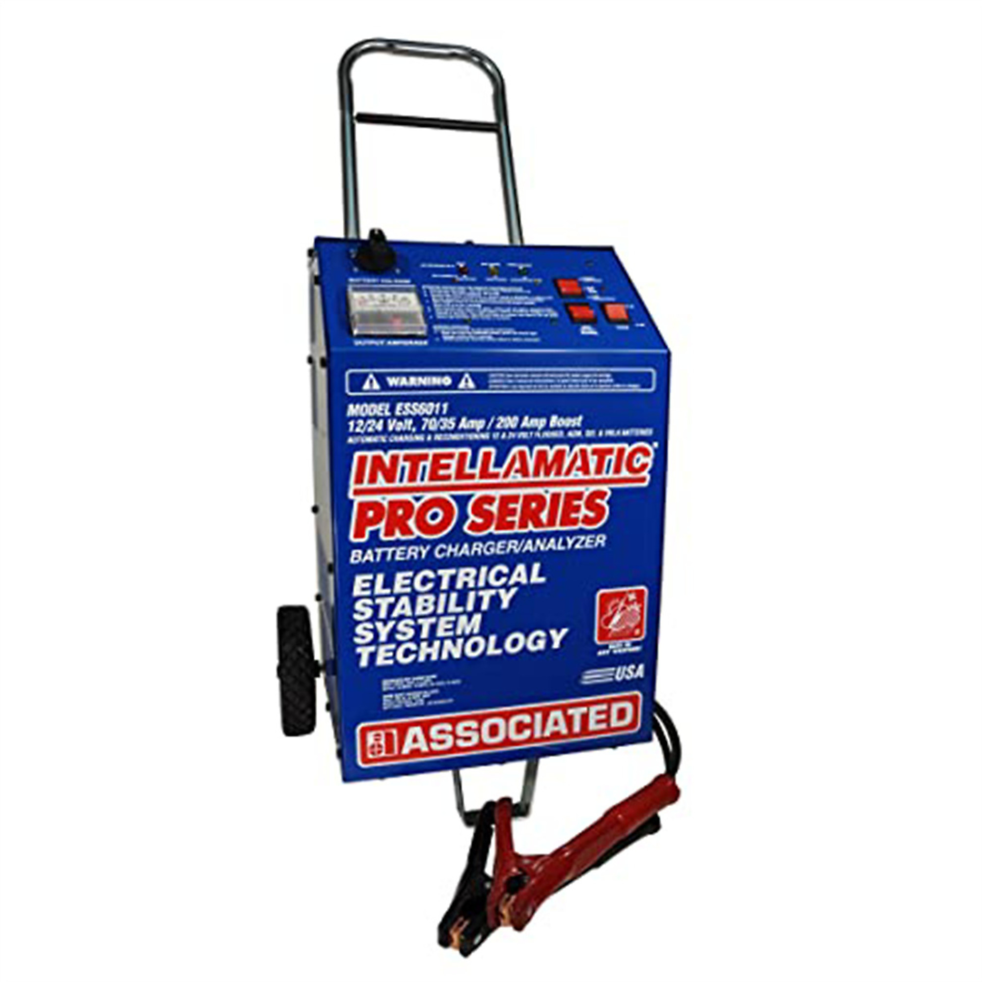 Associated Charger/Analyzer — 12/24V, 70/35A, 200A Boost, Wheels, Model# ASOESS6011